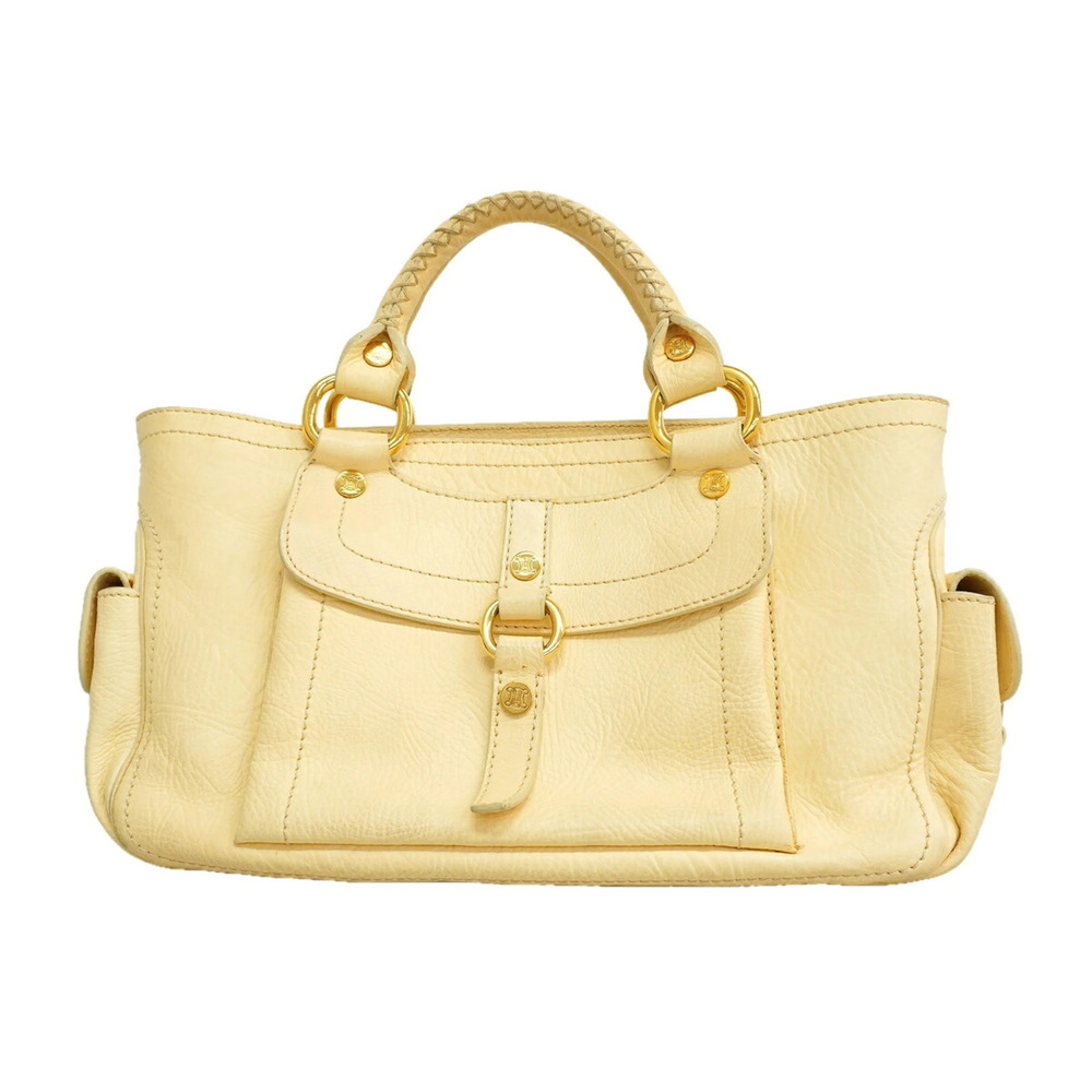 Celine Boogie Bag Leather Handbag, Cream, Women's